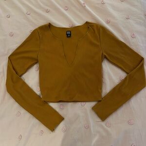 Urban Outfitters Orange Plunge Neck Ribbed Top - Size Small